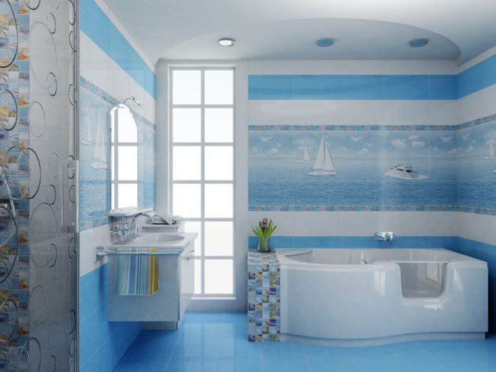 Salle de bain dans les tons bleus