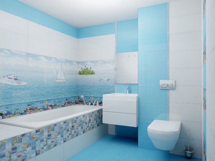 Salle de bain en bleu