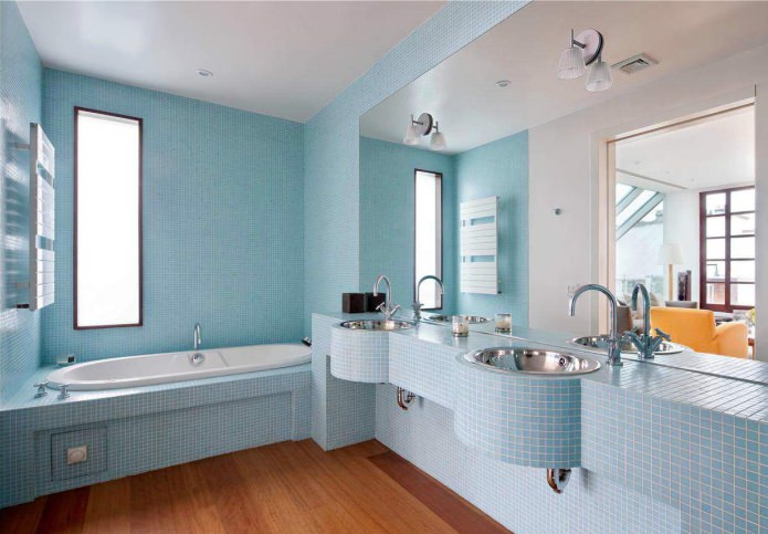 Conception de salle de bain bleue