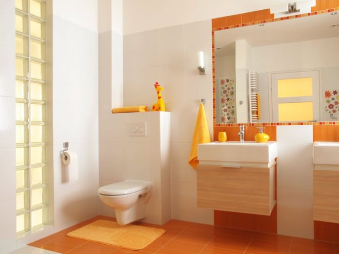 conception de salle de bain orange