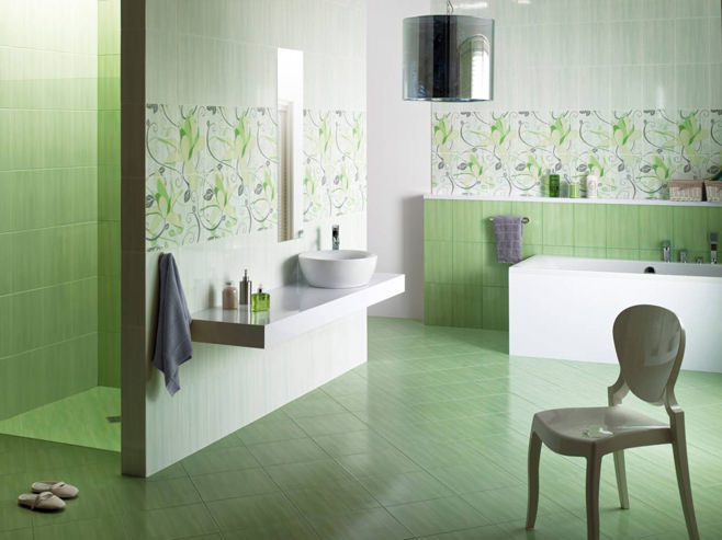 conception de salle de bain verte