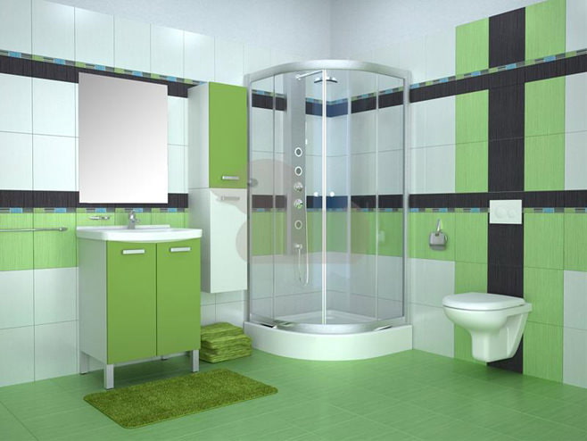 conception de salle de bain verte