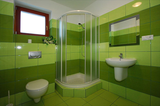 Photo d'une salle de bain verte