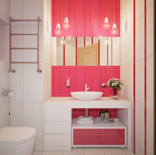 salle de bain rose