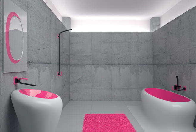 salle de bain rose