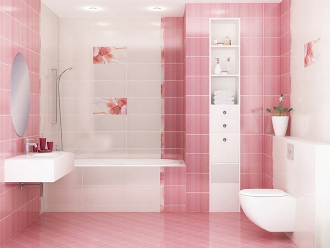 salle de bain en rose