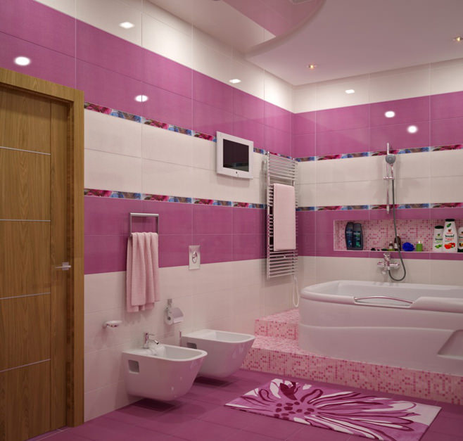 salle de bain en rose