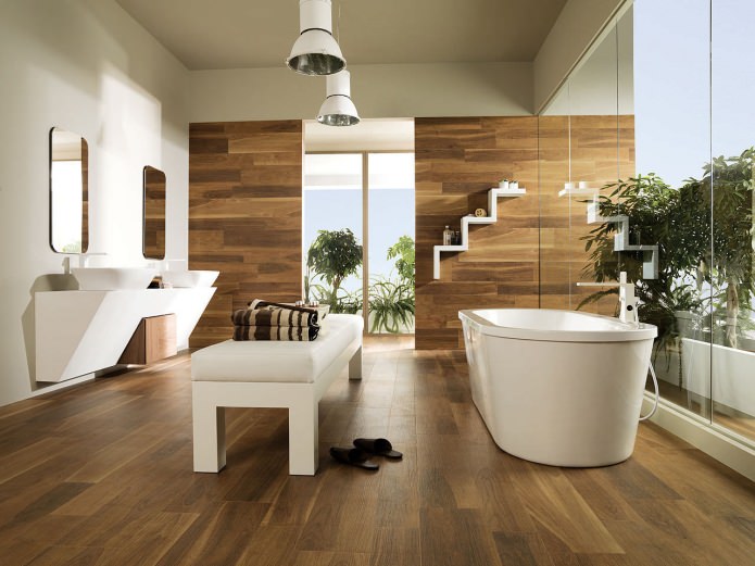 salle de bain dans les tons marron