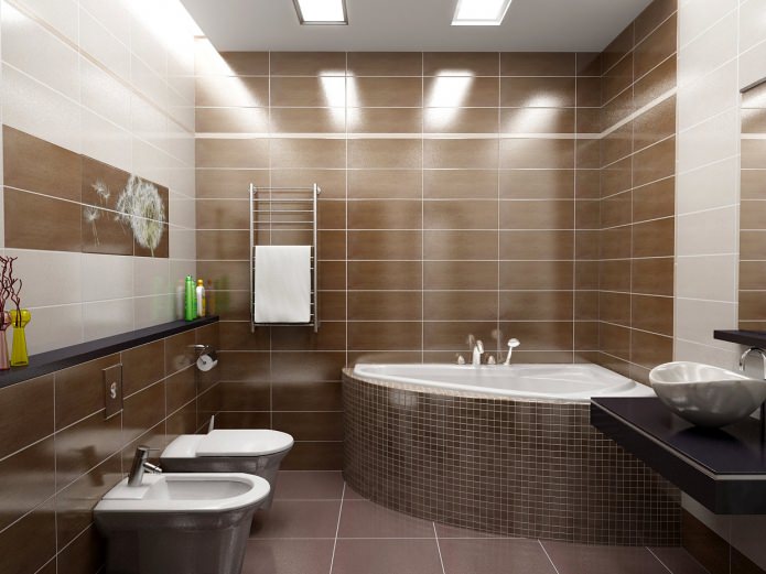 Salle de bain dans les tons marron