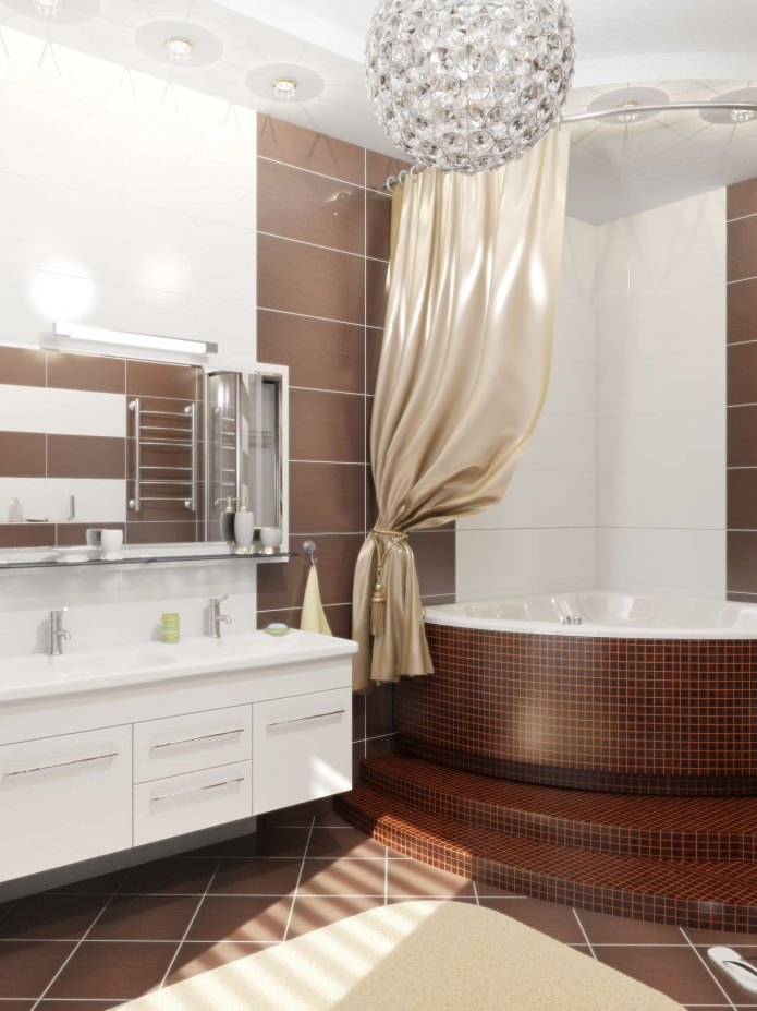 Salle de bain dans les tons marron