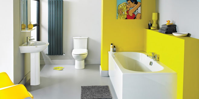 salle de bain en jaune