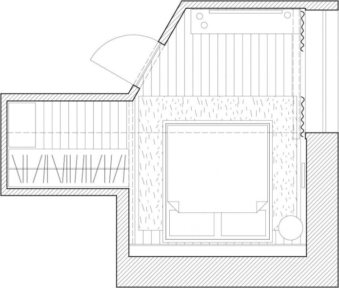 schéma d'aménagement de la chambre mansardée