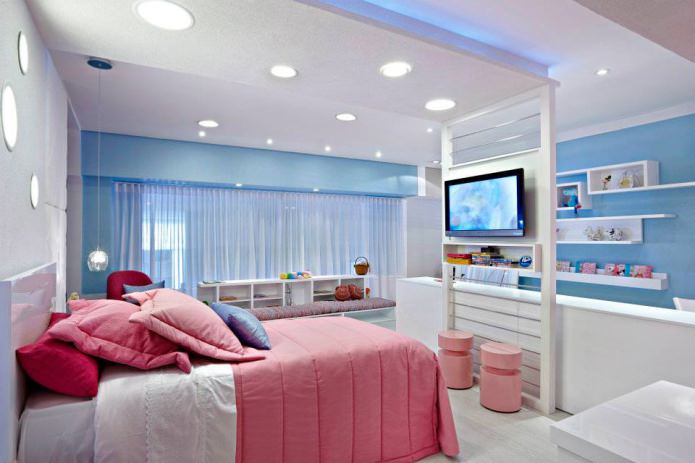 chambre rose et bleu