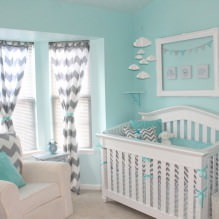 Chambre d'enfant aux couleurs turquoises: caractéristiques, photo-11