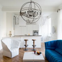 Lustres modernes à l'intérieur: photos, vues, design, styles, aperçu des chambres-5