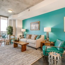 Design de salon en couleur turquoise: 55 meilleures idées et réalisations à l'intérieur-10