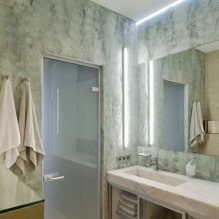 Plâtre décoratif dans la salle de bain: types, couleur, design, options de finition (murs, plafond) -8