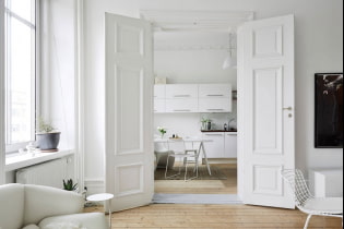 Portes blanches à l'intérieur: types, design, accessoires, combinaison avec la couleur des murs, sol