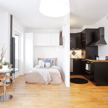 Conception d'un appartement d'une pièce avec une niche: photo, disposition, disposition des meubles-2