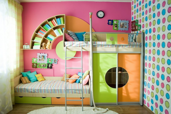 Lits superposés pour enfants: photos à l'intérieur, types, matériaux, formes, couleurs, design