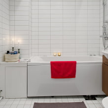 Carrelage blanc dans la salle de bain: design, formes, combinaisons de couleurs, options d'emplacement, coulis couleur-4