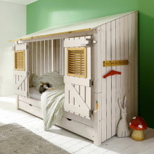 Maison de lit dans la chambre des enfants: photos, options de conception, couleurs, styles, décor-1