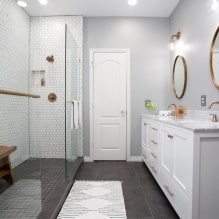 Salle de douche en carrelage: types, options de pose des carreaux, design, couleur, photo à l'intérieur de la salle de bain-0