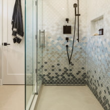 Salle de douche en carrelage: types, options de pose des carreaux, design, couleur, photo à l'intérieur de la salle de bain-1