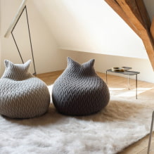 Poufs à l'intérieur: types, couleurs, matériaux, formes, design, exemples dans différents styles-8