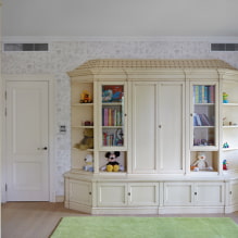 Armoire dans la pépinière: types, matériaux, couleur, design, emplacement, exemples à l'intérieur-2