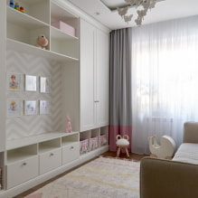 Wardrobe sa nursery: mga uri, materyales, kulay, disenyo, lokasyon, mga halimbawa sa interior-5