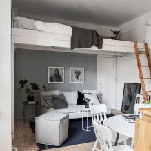 Conception d'un petit studio de 18 m². m. - photo de l'intérieur, idées d'aménagement-0