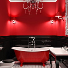 Salle de bain rouge: design, combinaisons, nuances, plomberie, exemples de finition de toilettes-2