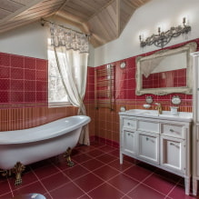 Salle de bain rouge: design, combinaisons, nuances, plomberie, exemples de finition de toilettes-6