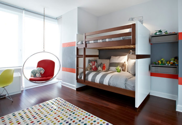 Chambre d'enfant pour deux garçons : zonage, agencement, design, décoration, mobilier