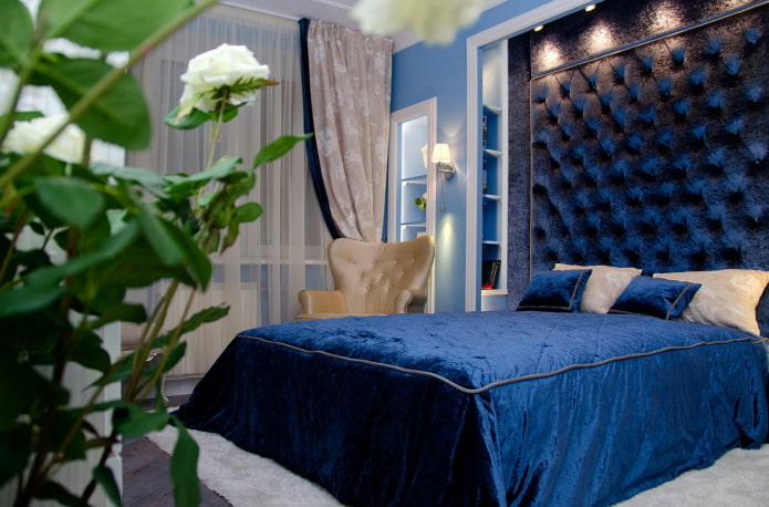 Chambre bleue : teintes, combinaisons, choix de finitions, mobilier, textiles et luminaires