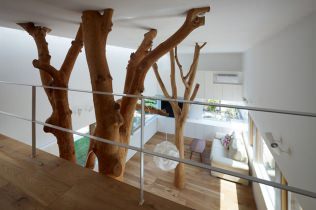 Design d'intérieur inhabituel - bois à l'intérieur de la maison