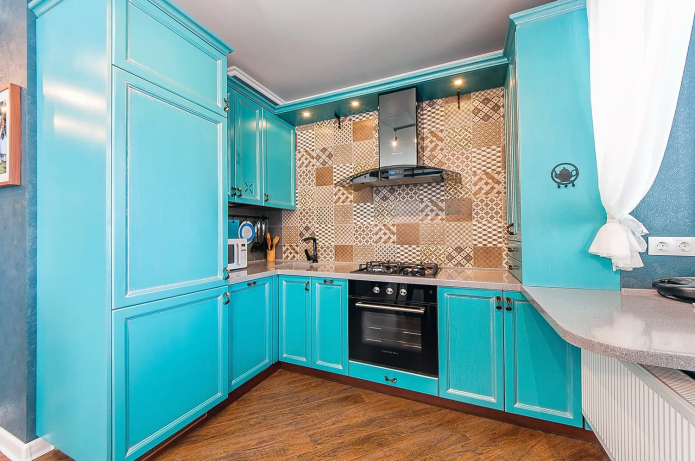 Cuisine turquoise : plus de 60 photos d'intérieur, idées de design