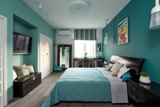 Chambre aux tons turquoise: secrets de conception et 55 photos