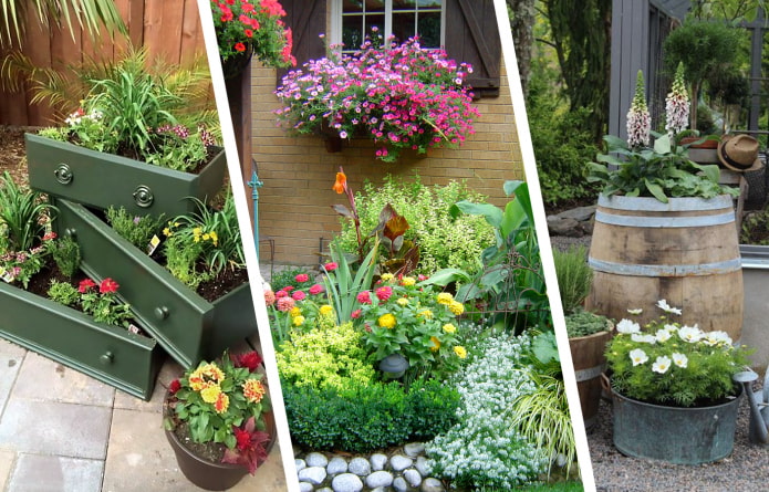 Belles idées de parterres de fleurs dans la cour d'une maison privée