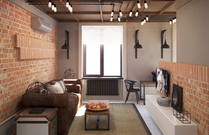 Aménagement intérieur d'un appartement de 37 m². m dans le style loft