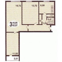 Conception d'un petit 3 pièces 63 m². m. dans une maison de panneau-0